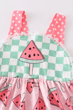 Pink plaid watermelon print dress