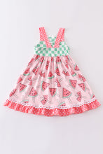 Pink plaid watermelon print dress