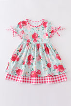 Mint floral ruffle girl dress