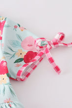 Mint floral ruffle girl dress