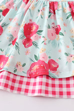 Mint floral ruffle girl dress