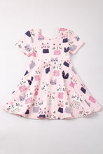 Pink cat print twirl dress - ARIA KIDS