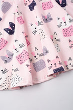 Pink cat print twirl dress - ARIA KIDS