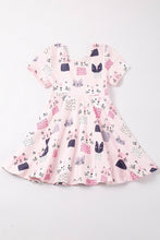 Pink cat print twirl dress - ARIA KIDS