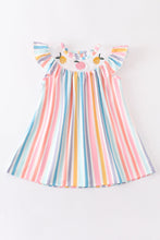 Multicolored stripe orange peach smocked dress - ARIA KIDS