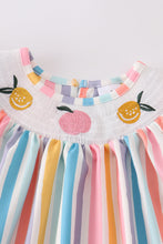 Multicolored stripe orange peach smocked dress - ARIA KIDS