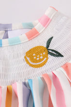 Multicolored stripe orange peach smocked dress - ARIA KIDS