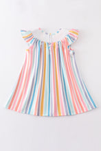Multicolored stripe orange peach smocked dress - ARIA KIDS