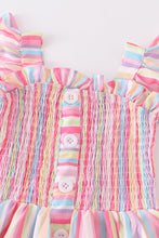 Pink stripe smocked ruffle dress - ARIA KIDS