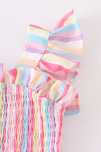 Pink stripe smocked ruffle dress - ARIA KIDS