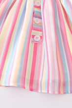 Pink stripe smocked ruffle dress - ARIA KIDS
