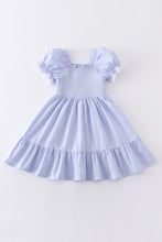 Blue smocked ruffle dress
