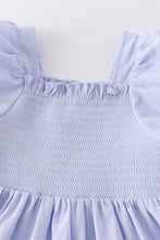 Blue smocked ruffle dress