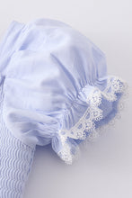 Blue smocked ruffle dress