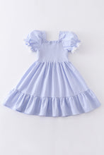 Blue smocked ruffle dress