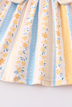 Stripe floral print ruffle girl dress