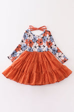Orange floral print girl tutu dress - ARIA KIDS
