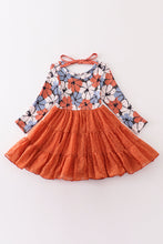 Orange floral print girl tutu dress - ARIA KIDS