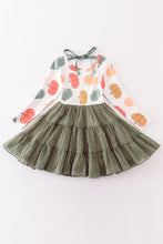 Green pumpkin print tiered dress - ARIA KIDS