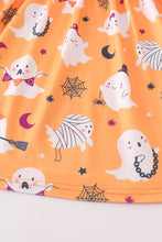 Orange halloween ghost print dress - ARIA KIDS
