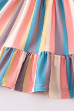 Multicolored rainbow stripe print dress
