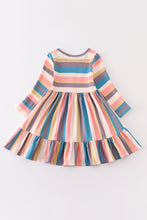 Multicolored rainbow stripe print dress