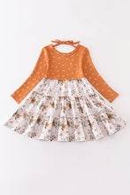 Orange floral print girl dress - ARIA KIDS