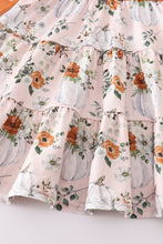 Orange floral print girl dress - ARIA KIDS