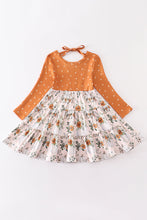 Orange floral print girl dress - ARIA KIDS