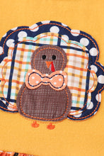 Mustard turkey applique plaid dress - ARIA KIDS