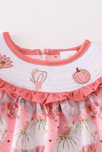Pink pumpkin print smocked dress - ARIA KIDS