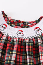 Red plaid santa claus smocked dress - ARIA KIDS