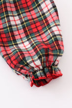 Red plaid santa claus smocked dress - ARIA KIDS