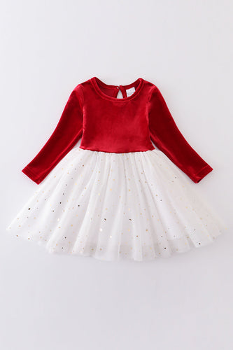 Red velvet girl dress