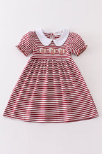 Maroon stripe football applique dress - ARIA KIDS