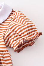 Brown stripe football applique dress - ARIA KIDS
