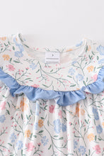 Blue floral print pocket girl dress