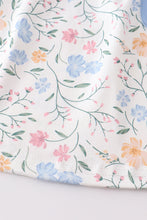 Blue floral print pocket girl dress