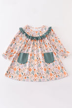 Green floral print pocket ruffle dress - ARIA KIDS