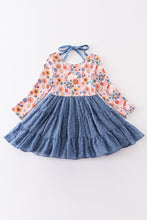 Blue floral print tiered dress
