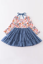Blue floral print tiered dress