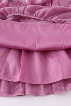 Purple floral print tiered dress