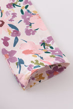 Purple floral print tiered dress