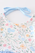Blue swiss dot floral print dress - ARIA KIDS
