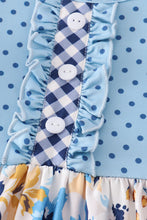 Blue floral print ruffle girl dress - ARIA KIDS