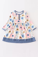 Blue floral print girl dress - ARIA KIDS