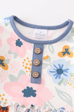 Blue floral print girl dress - ARIA KIDS