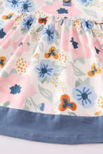Blue floral print girl dress - ARIA KIDS