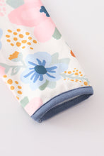 Blue floral print girl dress - ARIA KIDS