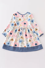 Blue floral print girl dress - ARIA KIDS